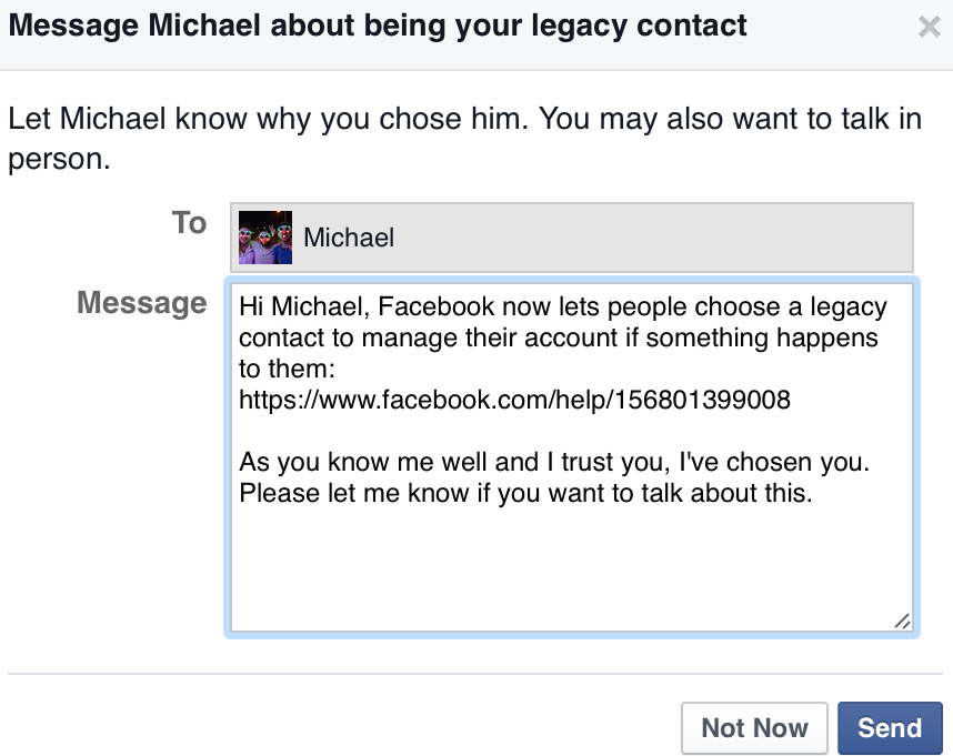 Facebook Legacy Contact Message